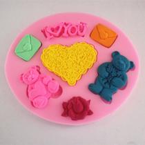 Molde de silicone urso coração para decorar f453 Molde de silicone urso coração para decorar f453