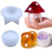 Molde de Silicone Voaesdk para Frasco de Resina em Forma de Cogumelo com Tampa Molde de Silicone Voaesdk para Frasco de Resina em Forma de Cogumelo com Tampa
