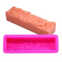 Molde de silicone Wokex Retangle Bloom Rose Flower Soap Cake