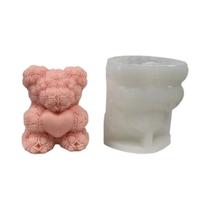 Molde De Vela De Silicone 3d De Urso Fofo, Faça Você Mesmo, Amor, Animal De Estimação, Sabonete