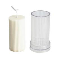 Molde De Velas DIY Com Listras Geométricas, Fácil De Desenformar, Molde Cilíndrico De Plástico