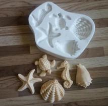 Molde forma cavalo marinho, estrela do mar, concha, tartaruga