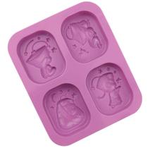 Molde Forma de Silicone para Sabonete 4 Cav Mini Menino Campones Biscuit Sabão Saboaria Resina Gesso