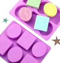 Molde Forma De Silicone Sabonete Oval Retangular 6 Cavidades Sabão Formato Flor