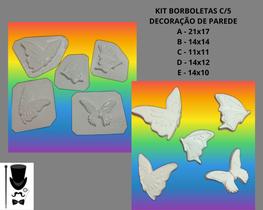 Molde / Forma para Artesanato de Gesso Modelo: Kit Borboletas c/5 - Decoração de Parede - Barão 3d Formas