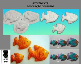 Molde / Forma para Artesanato de Gesso Modelo: Peixe de Parede kit c/3 - Decoração de Parede