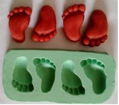 Molde Forma Silicone Sabonete 4 Cav Pezinhos 2 Pares