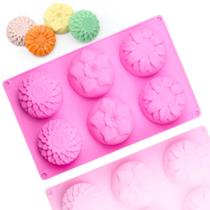 Molde Forma Silicone Sabonete 6 Cavidades Flor Floral Sabão Molde Forma Silicone Sabonete 6 Cavidades Flor Floral Sabão