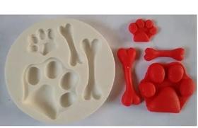 Molde Forma Silicone Sabonete Mini Patinha E Mini Ossinho 4 Cav.