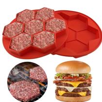 Molde hambúrguer de silicone hexagonal para grelhar, vermelho Molde hambúrguer de silicone hexagonal para grelhar, vermelho