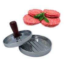Molde P/ Hambúrguer Artesanal 12cm Alumínio C/ Cabo Madeira