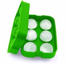 Molde para fazer bolas de gelo Wokex 6 esferas com tampa verde silicone