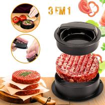 Molde para Hambúrguer Artesanal Caseiro Grande e Pequeno Forma 5 peças Base Removível e Prensa