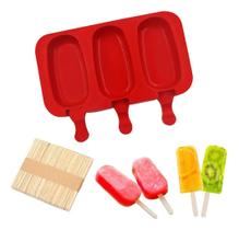 Molde Para Sorvete De Silicone Forma De Picolé com Palitos