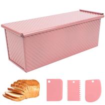 Molde Pullman para Pan 33 cm Rosa Antiadherente con Tapa