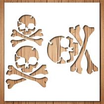 Molde reutilizável de caveira e ossos cruzados 15 x 15 cm