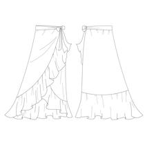 Molde saia envelope com babado by Wania Machado / Único / 36 AO 44 / Editora Clube da Costureira