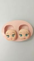 Molde Silicone 2 Rostos Cabeça Boneca 3cm Molde Silicone 2 Rostos Cabeça Boneca 3cm