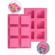 Molde Silicone 6 Cavidades Sabonete Quadrado liso Sabão Saboaria