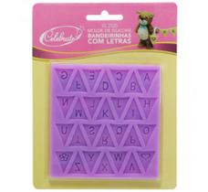Molde silicone bandeirinhas com letras - Celebrate