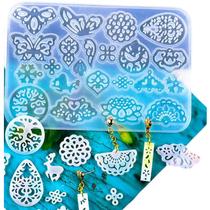 Molde Silicone Brincos Joia Pingente Resina Borboleta Flores Molde Silicone Brincos Joia Pingente Resina Borboleta Flores