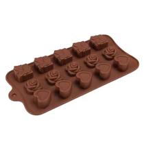 Molde Silicone Chocolate Bombom Coraçao Flor Rosa Presente Molde Silicone Chocolate Bombom Coraçao Flor Rosa Presente