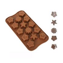 Molde Silicone Chocolate - Estrelas - FT001 - 1 unidade - Silver Plastic - Rizzo