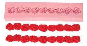Molde Silicone Cordão Mini Rosas 12,0 x 1,0 cm Decoração Artesanato Confeitaria