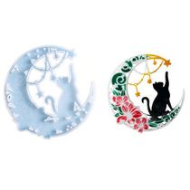 Molde Silicone Enfeite de Parede Gato Lua Luar Estrelas