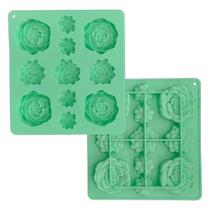Molde Silicone Flores Suculentas Vela Sabonete Confeitaria