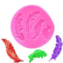 Molde Silicone Folhas Penas Pena Folha Confeiteiro Fondant