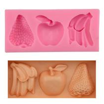 Molde Silicone Frutas Banana Morango Maça Fruta Tropical Molde Silicone Frutas Banana Morango Maça Fruta Tropical