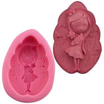 Molde Silicone Menina Boneca Princesa Resina Fondant Biscuit