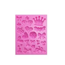 Molde Silicone Mix Coroas E Laços - Gmezn209 Rosa Molde Silicone Mix Coroas E Laços - Gmezn209 Rosa