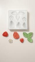 Molde Silicone Morango Flores Folhas Confeitaria Biscuit Molde Silicone Morango Flores Folhas Confeitaria Biscuit