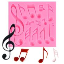 Molde Silicone Musica Letras Notas Musicais Fondant Biscuit