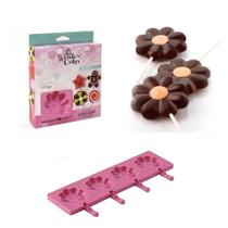 Molde Silicone Pirulito 4 Cavidades Gourmet Flor Silikomart