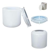 Molde Silicone Pote Com Tampa Liso Vela Gesso Cimento Resina Molde Silicone Pote Com Tampa Liso Vela Gesso Cimento Resina
