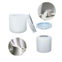 Molde Silicone Pote Com Tampa Liso Vela Gesso Cimento Resina