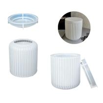 Molde Silicone Resina Pote Listrado Vela Cimento Ceramicas Gesso