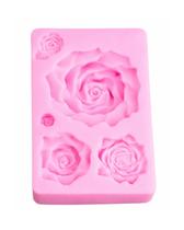 Molde Silicone Rosas Flor Pasta Americana Biscuit Artesanato Resina