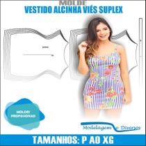 Molde Vestido Alcinha Viés Suplex, Modelagem&Diversos, Tamanhos P Ao Xg