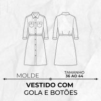 Molde Vestido com Gola e Botões by Wania Machado - EDITORA CLUBE DA COSTUREIRA (TOLEDO - PR)