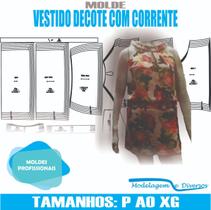 Molde vestido corrente, modelagem&diversos, p-xg, correios