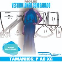 Molde vestido longo babado, modelagem&diversos p-xg correios