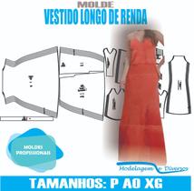 Molde vestido longo renda, modelagem&diversos, p-xg correios