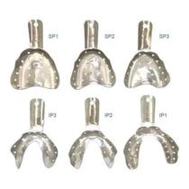 Moldeira Alumínio Perfurada Rasa Desdentado Kit C/6 Odontológica Mac Dental