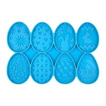 Moldes brilhantes de silicone brilhantes flores de ovo de páscoa amo chave pingente mold DIY Keychain Decoração Epóxi Resina Crafting Mold - Azul