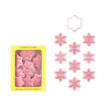 Moldes De Biscoito Plástico 3D Em Forma De Floco De Neve Para Natal, 9 Peças, Tipo Pressão,