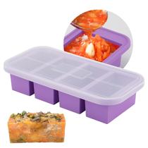 Moldes de congelador de silicone AgiGear com tampas para sopa e molho roxo Moldes de congelador de silicone AgiGear com tampas para sopa e molho roxo